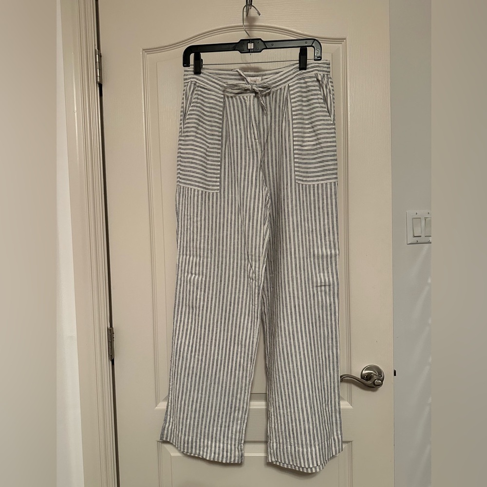 Laundry By Shelli Segal Navy and White Striped Drawstring Pant
